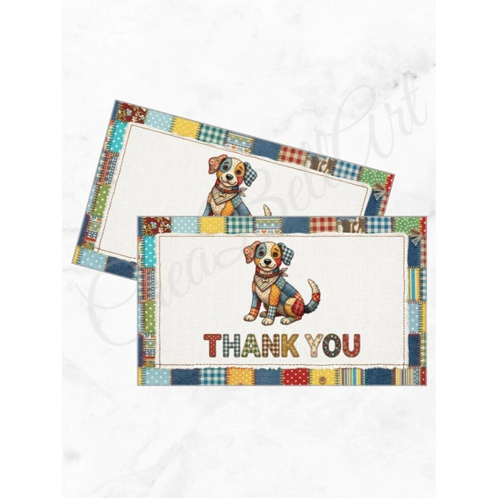 60 Patchwork Cards Dog Design Thank You Cards